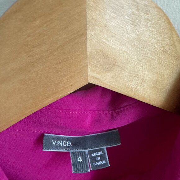 Vince Fuchsia Pink Sleeveless 100% Silk Blouse Button Down Top Size 4 Small - Picture 2 of 9